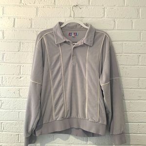 Urban Outfitters Retro Corduroy Long-Sleeve Polo (Grey) - L